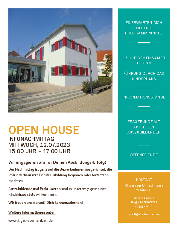 Infoflyer zum Open-House-Termin Kindergarten Eberhardzell